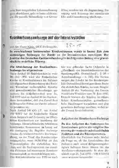 Vorschauseite 1: Krankenhausseelsorge auf der Intensivstation