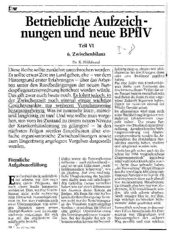 Vorschauseite 1: Betriebliche Aufzeichnungen und neue BPflV 6. Teil: Zwischenbilanz