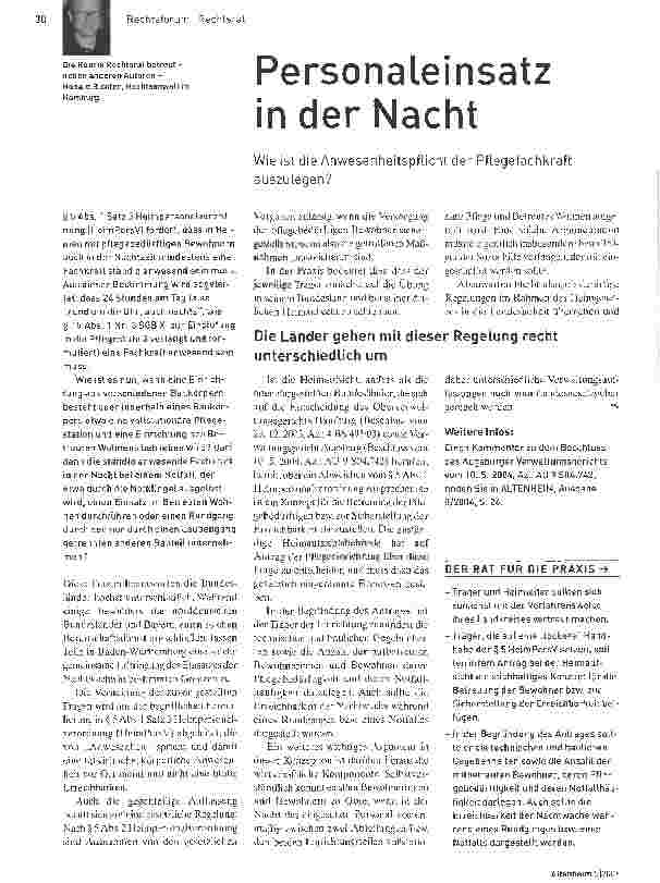 Vorschauseite 1: Personaleinsatz in der Nacht