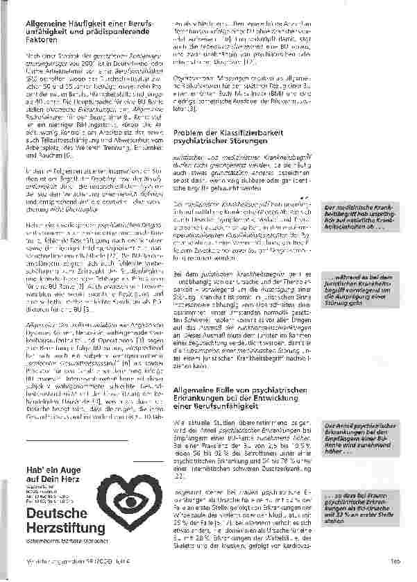 Vorschauseite 2: Prävalenz und Rolle psychiatrischer Erkrankungen bei Einschränkung der beruflichen Leistungsfähigkeit