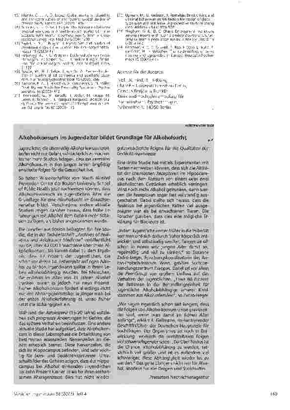 Vorschauseite 6: Prävalenz und Rolle psychiatrischer Erkrankungen bei Einschränkung der beruflichen Leistungsfähigkeit