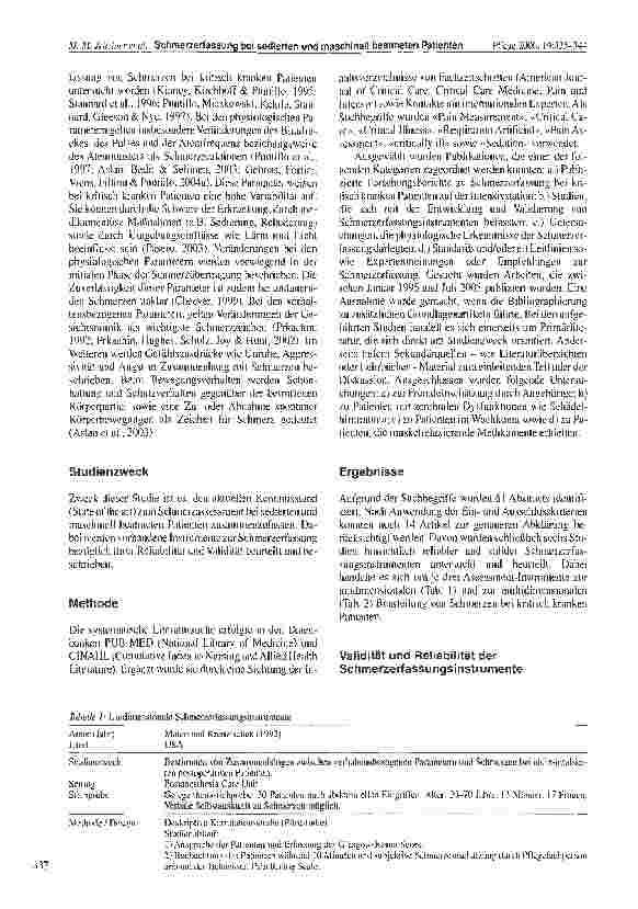 Vorschauseite 3: Schmerzerfassung bei sedierten und maschinell beatmeten Patienten: Eine systematische Literaturanalyse