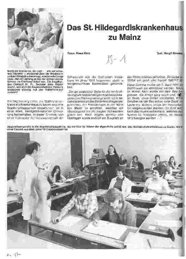 Vorschauseite 1: Das St. Hildegardiskrankenhaus zu Mainz