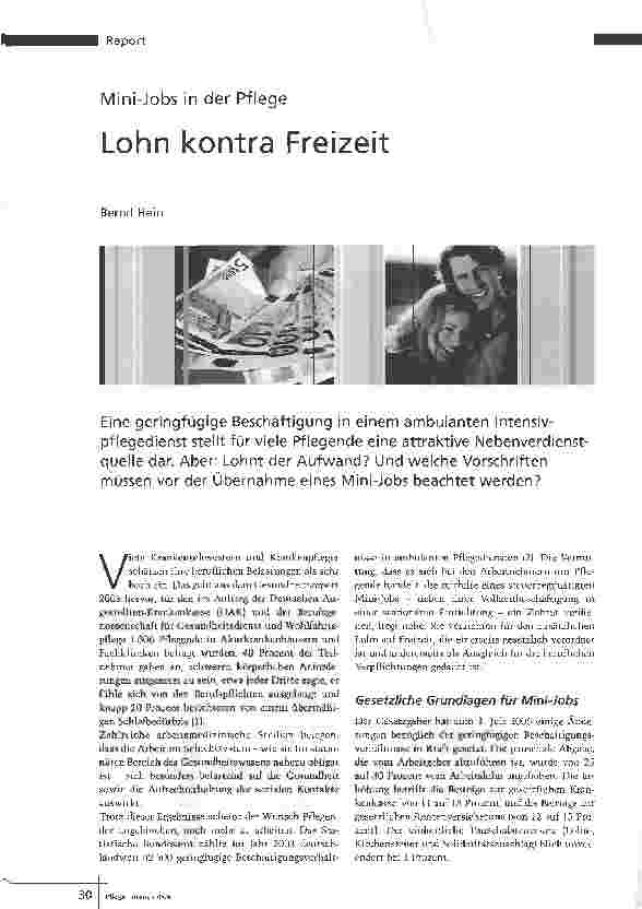 Vorschauseite 1: Mini-Jobs in der Pflege - Lohn kontra Freizeit