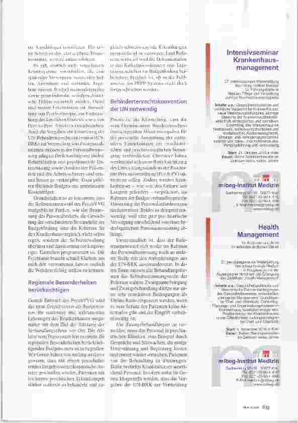 Vorschauseite 2: Kritik am Gesetzentwurf des PsychVVG Am individuellen Bedarf orientieren