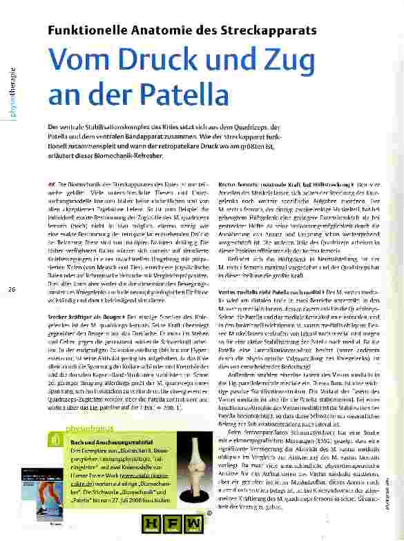Vorschauseite 1: Funktionelle Anatomie des StreckapparatsVom Druck und Zug an der Patella