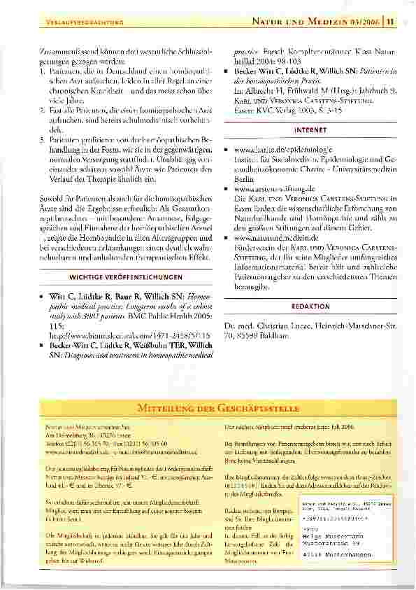 Vorschauseite 5: Verlaufsbeobachtung bei Patienten in der homöopathischen Arztpraxis