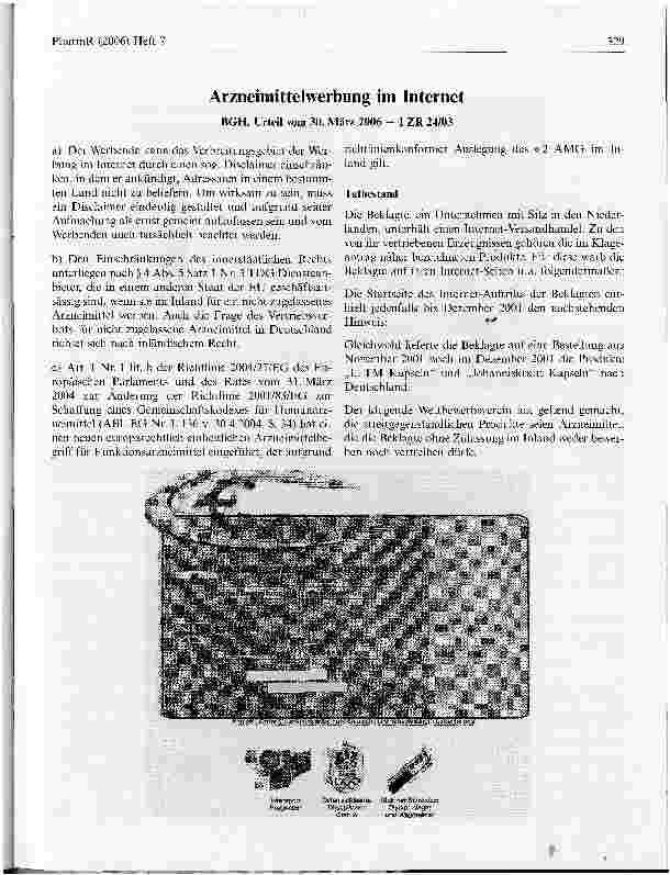 Vorschauseite 1: Arzneimittelwerbung im Internet