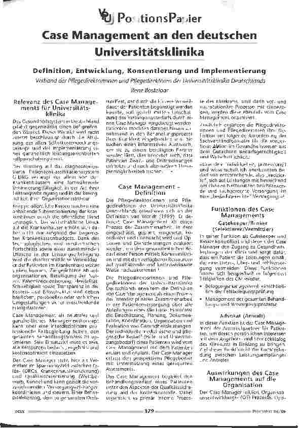 Vorschauseite 1: Management an den deutschen Universitätsklinika Definition, Entwicklung, Konsentierung und ImplementierungVerband der Pflegedirektorinnen und Pflegedirektoren der Universitätsklin…