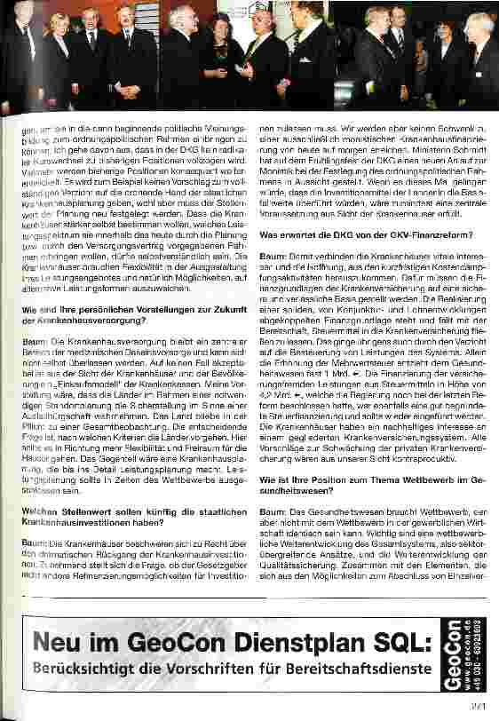 Vorschauseite 4: Die Krankenhäuser brauchen berechenbare und verlässliche BedingungenInterview mit dem neuen DKG-Hauptgeschäftsführer Georg Baum