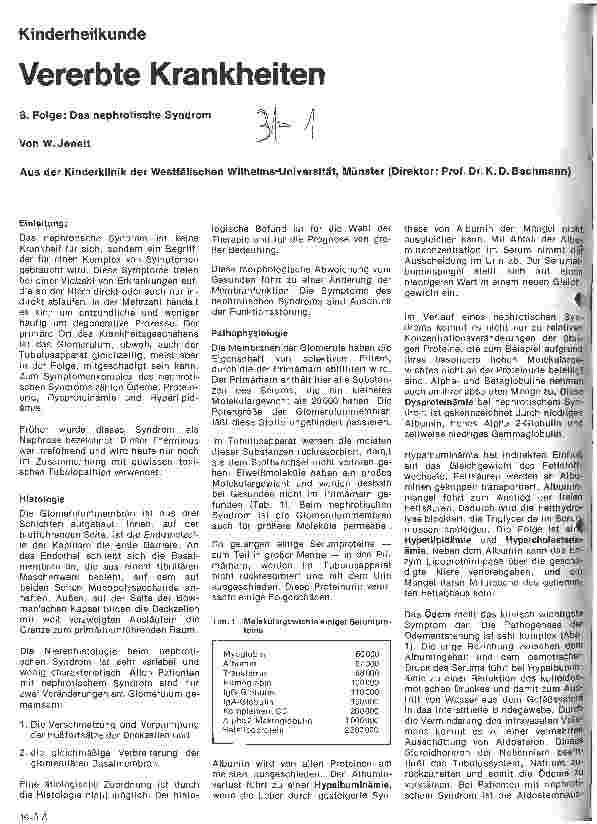 Vorschauseite 1: Kinderheilkunde Vererbte Krankheiten // 8. Folge: Das nephrotische Syndrom