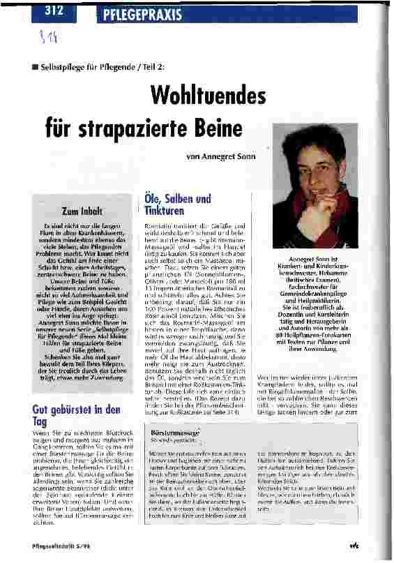 Vorschauseite 1: Wohltuendes für strapazierte Beine Selbstpflege für Pflegende/Teil 2
