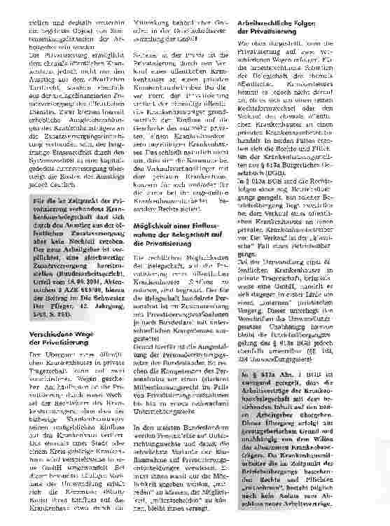 Vorschauseite 2: Übergang öffentlicher Krankenhäuser in private Trägerschaft