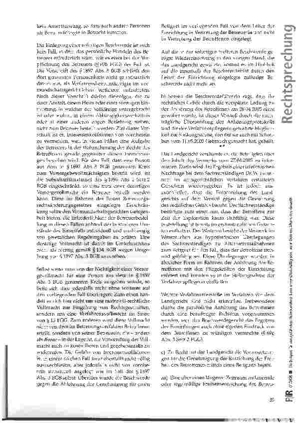Vorschauseite 3: Ein Bettgurt für sturzgefährdete Heimbewohner kann unverhältnismäßig sein, wenn das Bettnest eine Alternative darstellt