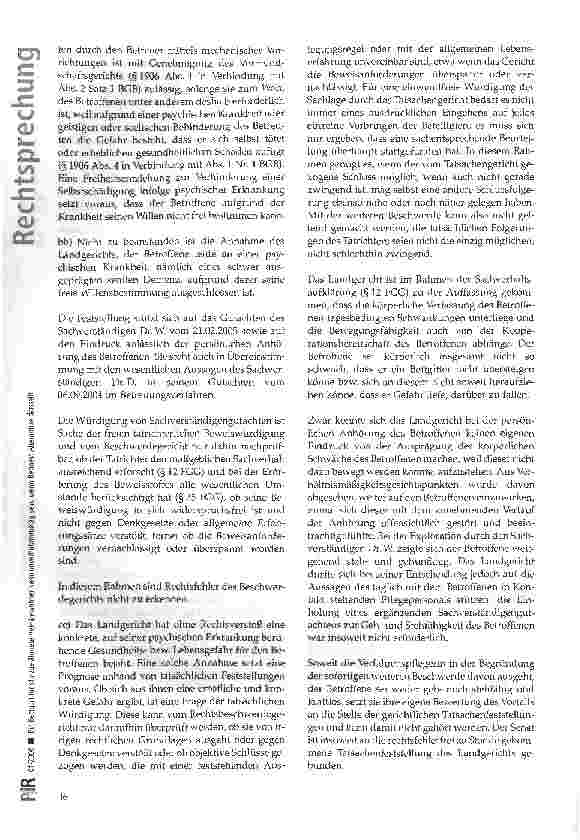 Vorschauseite 4: Ein Bettgurt für sturzgefährdete Heimbewohner kann unverhältnismäßig sein, wenn das Bettnest eine Alternative darstellt
