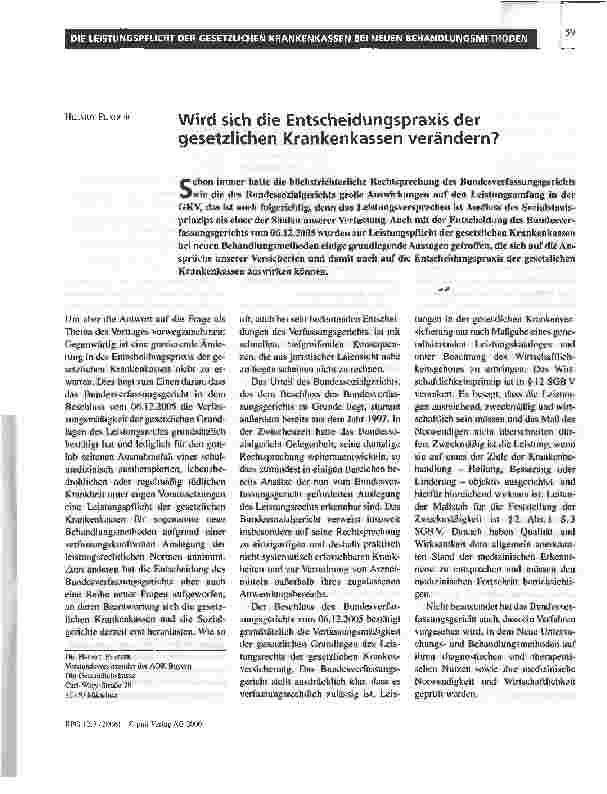 Vorschauseite 1: Wird sich die Entscheidungspraxis der gesetzlichen Krankenkassen verändern?