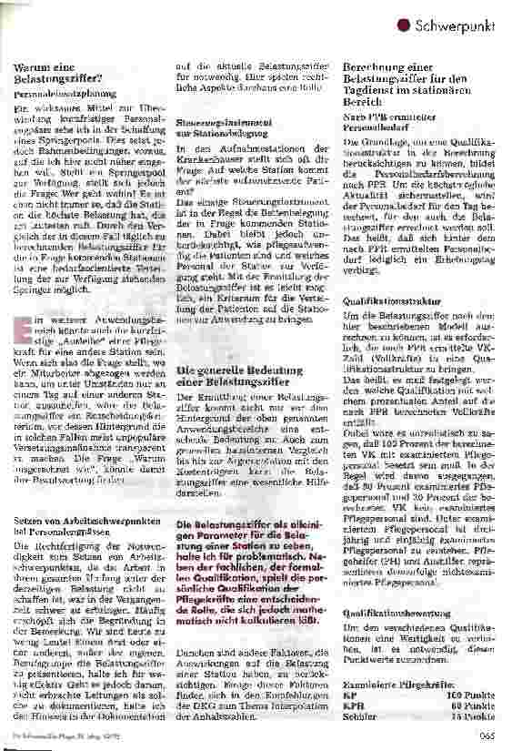 Vorschauseite 2: Berechnung einer Beastungsziffer für den Tagdienst im stationären Pflegebereich