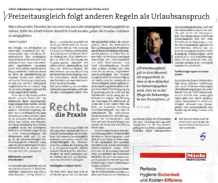 Vorschauseite 1: Freizeitausgleich folgt anderen Regeln als Urlaubsanspruch