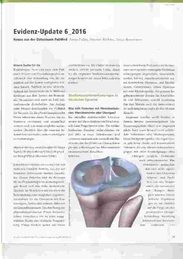 Vorschauseite 1: Evidenz-Update 6_2016 Neues aus der Datenbank PubMed