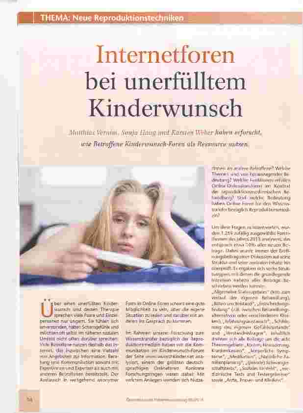 Vorschauseite 1: Internetforen bei unerfülltem Kinderwunsch