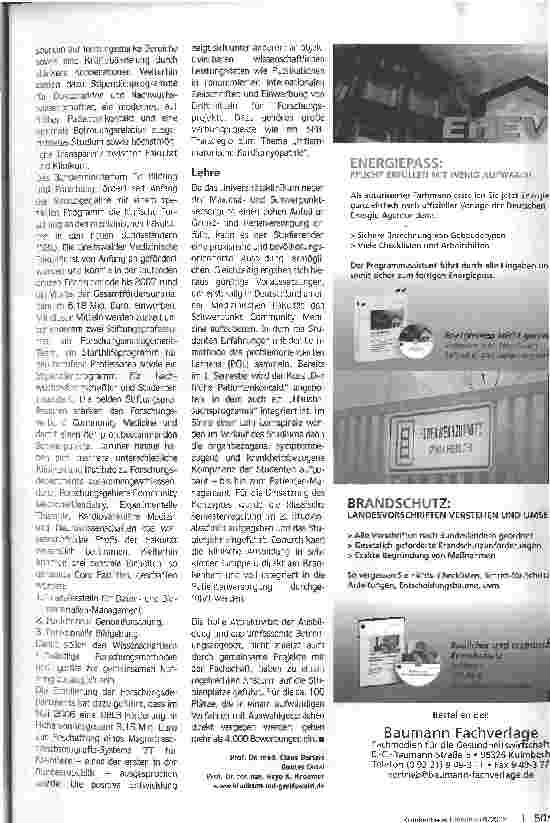 Vorschauseite 4: Stärkung aller drei SäulenSpitzenmedizin soll über die Landesgrenzen hinaus wirken