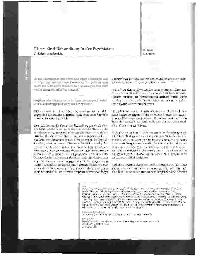 Vorschauseite 1: Eltern-Kind-Behandlung in der Psychiatrie - Ein Erfahrungsbericht
