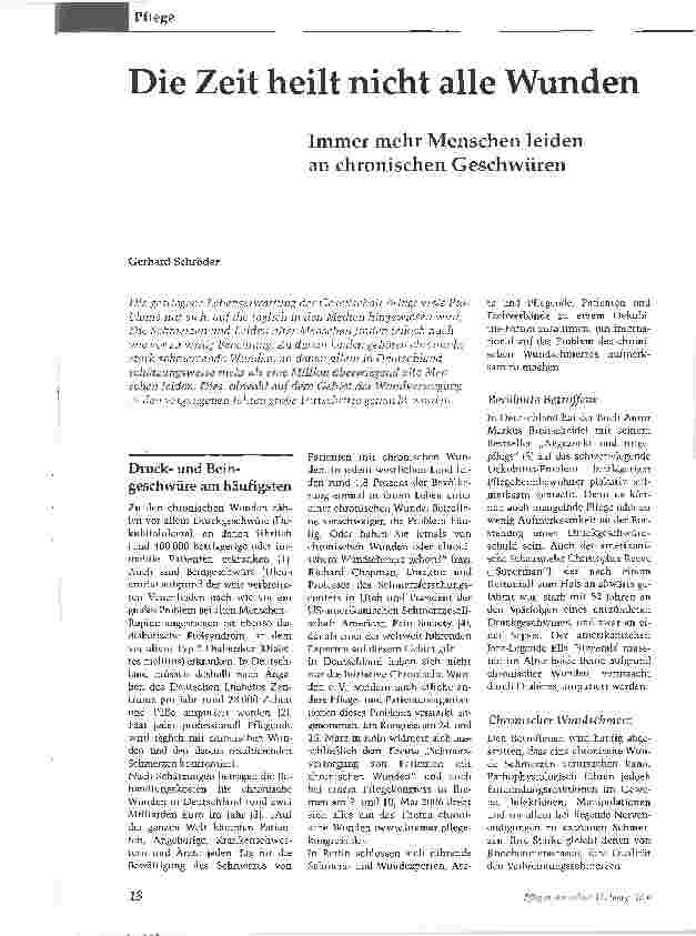 Vorschauseite 1: Die Zeit heilt nicht alle WundenImmer mehr Menschen leiden an chronischen Geschwüren