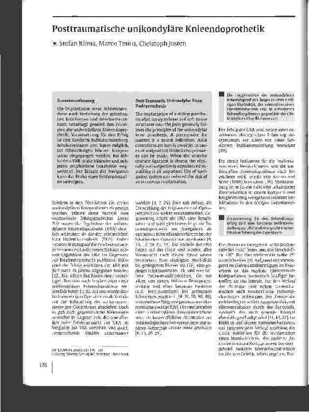 Vorschauseite 1: Posttraumatische unikondyläre Knieendoprothetik