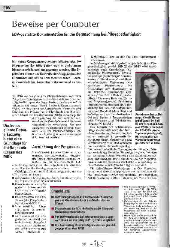 Vorschauseite 1: Beweise per Computer EDV-gestützte Dokumentation für die Begutachtung bei Pflegebedürftigkeit