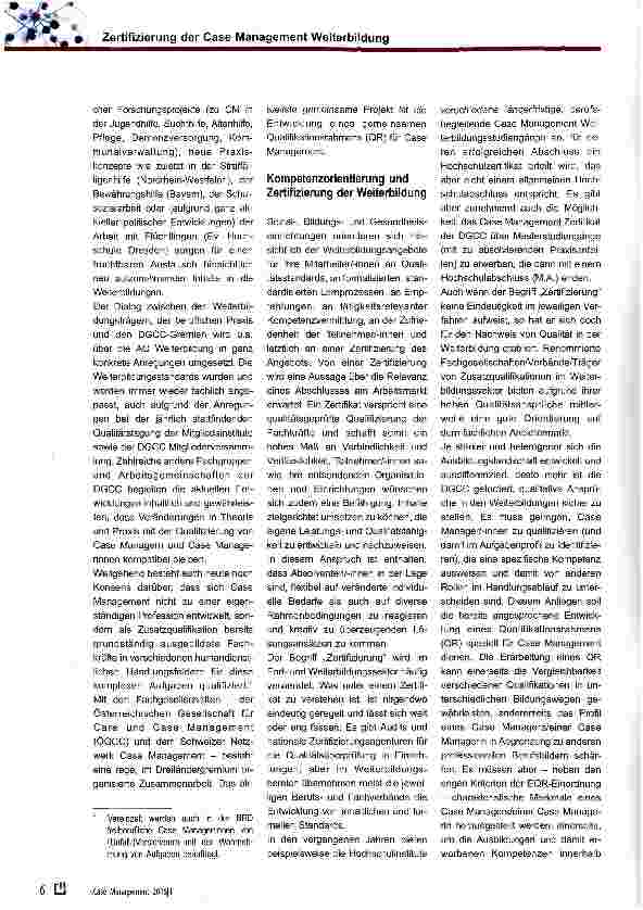 Vorschauseite 3: Zertifizierung der Case Management Weiterbildung ein erfolgreicher Weg der Qualifizierung und Profilierung
