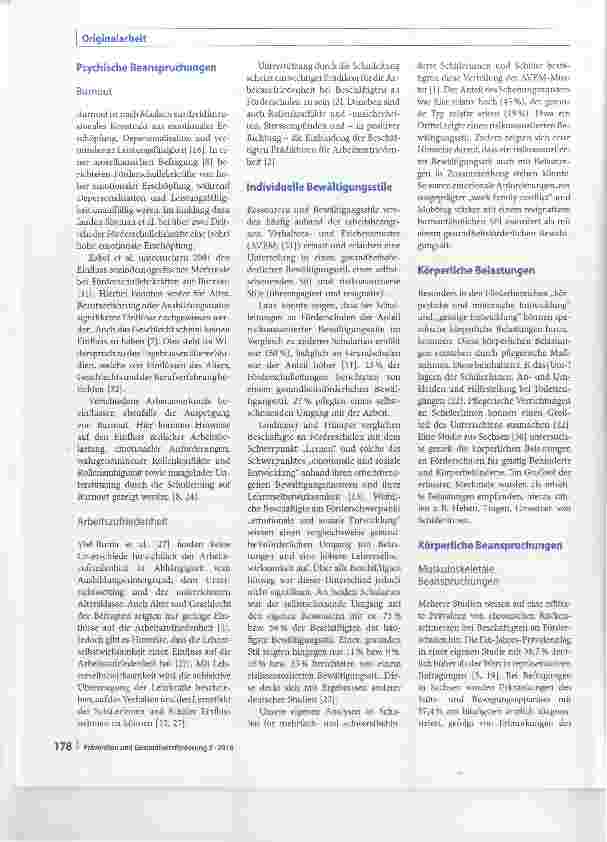 Vorschauseite 2: Arbeitsplatz Förderschule: Belastungen, Beanspruchungen und Entlastungsmöglichkeiten eine aktuelle Literaturübersicht
