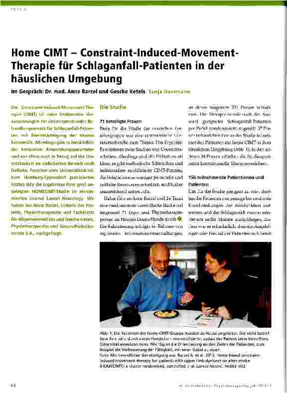 Vorschauseite 1: Home CIMT - Constraint-Induced-Movement Therapie für Schlaganfall-Patienten in der häuslichen Umgebung