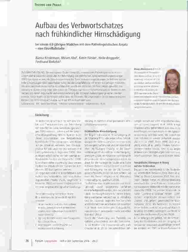 Vorschauseite 1: Aufbau des Verbwortschatzes nach frühkindlicher Hirnschädigung