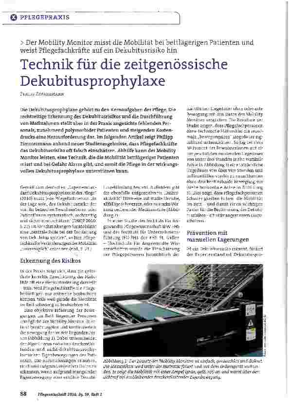 Vorschauseite 1: Technik für die zeitgenössische Dekubitusprophylaxe