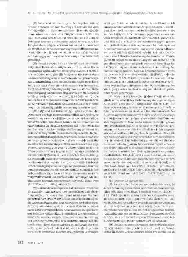 Vorschauseite 2: Fiktive Laufbahnnachzeichnung eines wegen Personalratstätigkeit überwiegend freigestellten Beamten