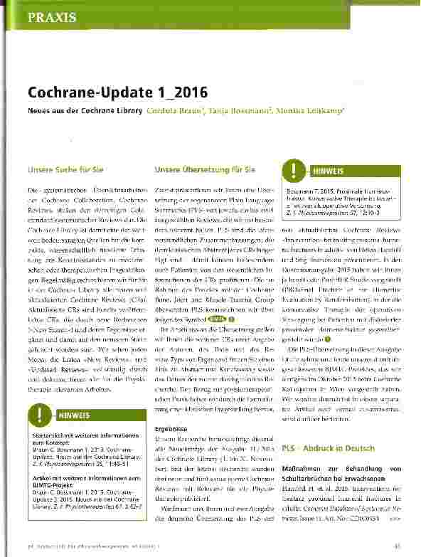 Vorschauseite 1: Cochrane-Update 1 2016