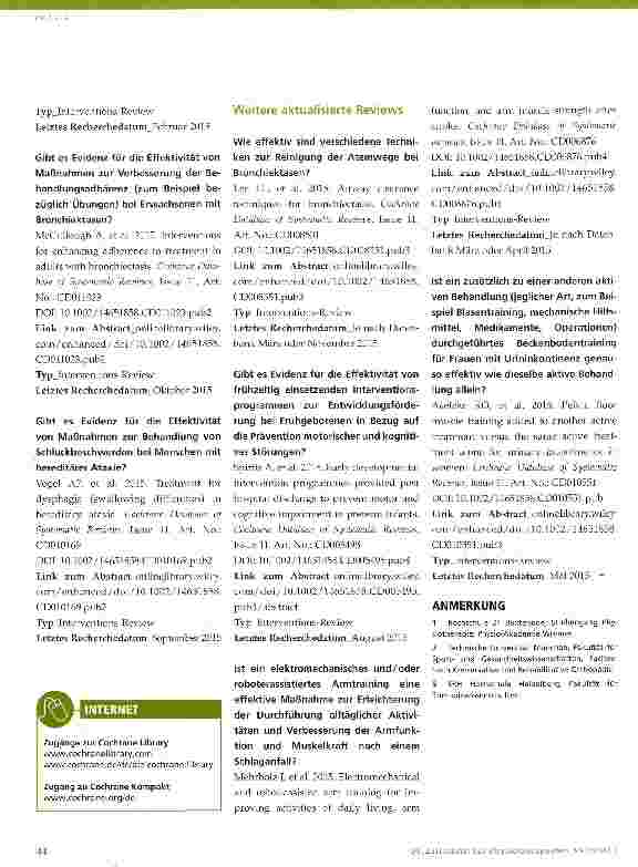 Vorschauseite 4: Cochrane-Update 1 2016