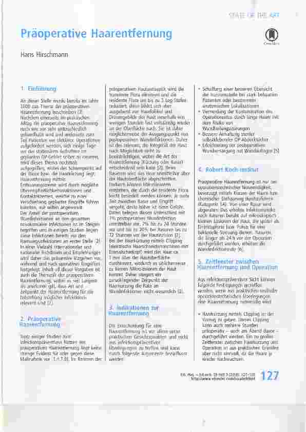 Vorschauseite 1: Präoperative Haarentfernung