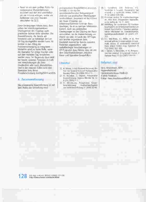 Vorschauseite 2: Präoperative Haarentfernung