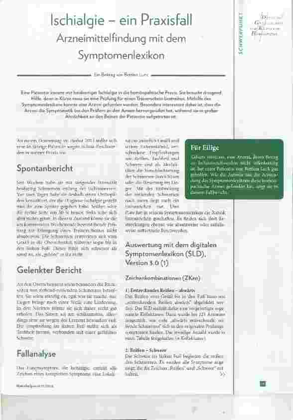 Vorschauseite 1: Ischialgie ein Praxisfall Arzneimittelfindung mit dem Symptomenlexikon