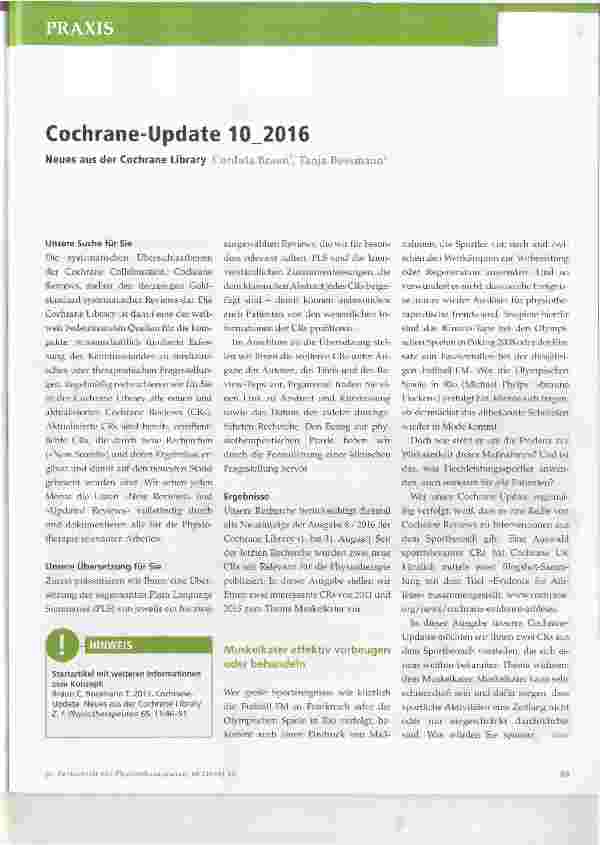 Vorschauseite 1: Cochrane-Update 10_2016