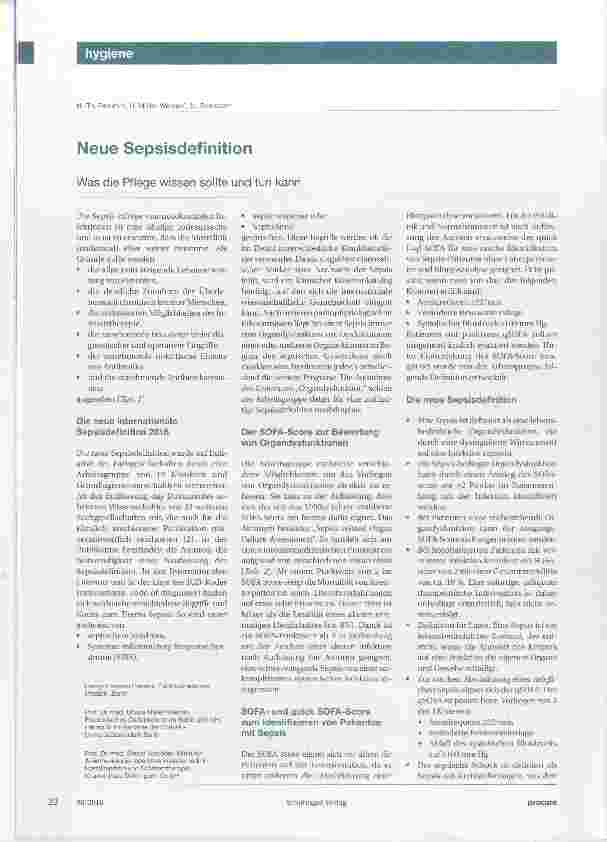 Vorschauseite 1: Neue Sepsisdefinition