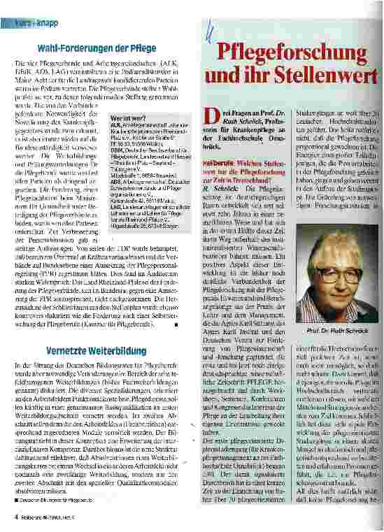 Vorschauseite 1: Pflegeforschung und ihr Stellenwert