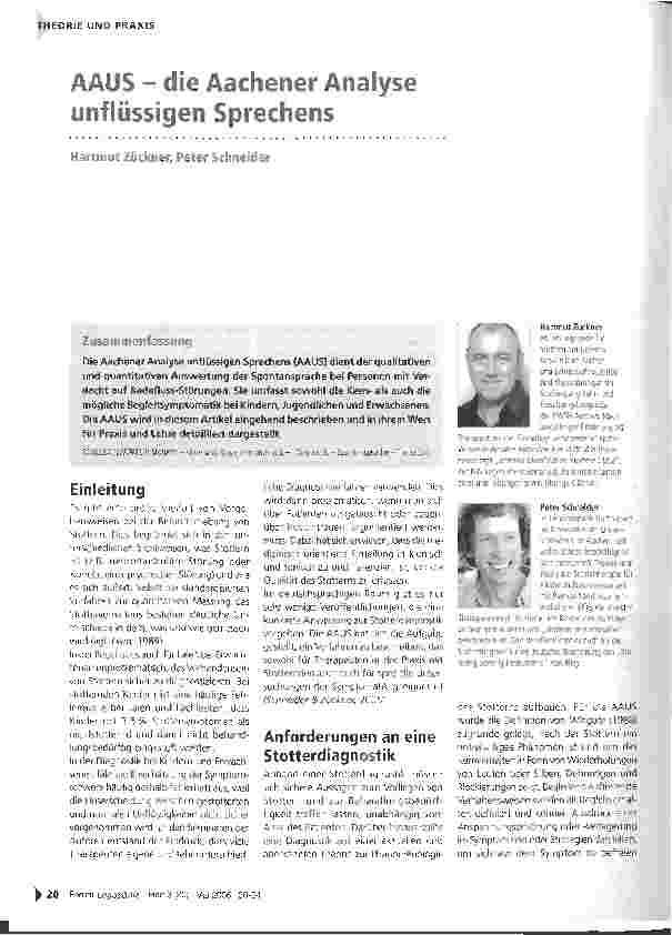 Vorschauseite 1: AAUS - die Aachener Analyse unflüssigen Sprechens
