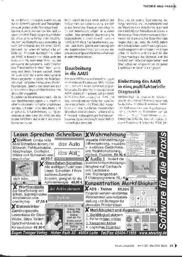 Vorschauseite 4: AAUS - die Aachener Analyse unflüssigen Sprechens