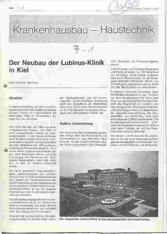Vorschauseite 1: Der Neubau der Lubinus-Klinik in Kiel
