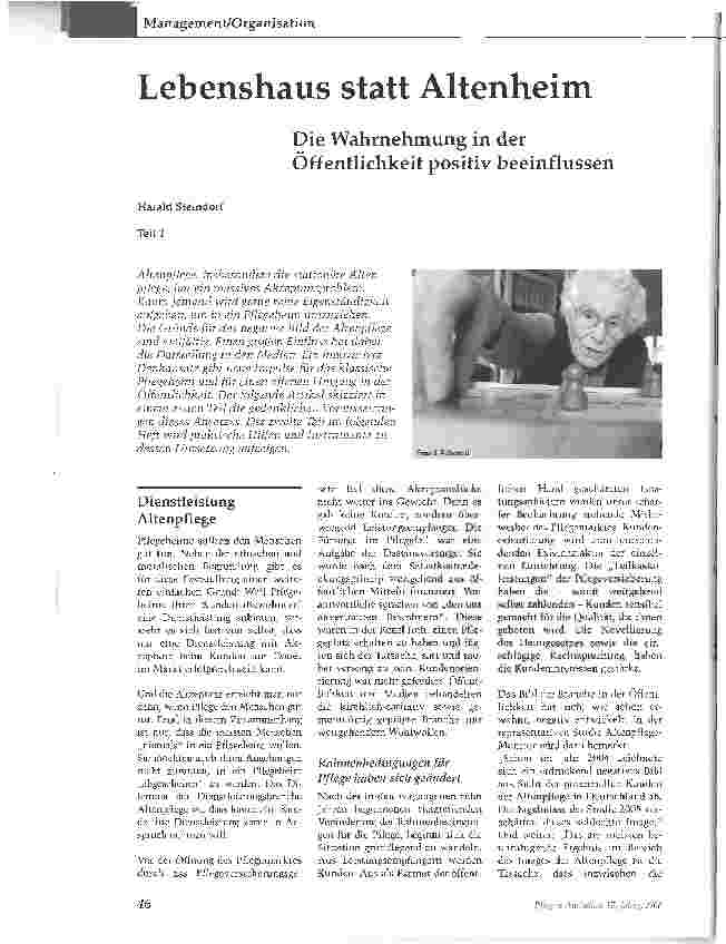 Vorschauseite 1: Lebenshaus statt AltenheimDie Wahrnehmung in der Öffentlichkeit positiv beeinflussen