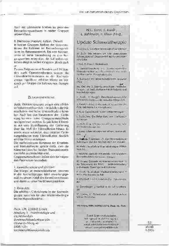 Vorschauseite 3: VOLUMENERSATZTHERAPIE BEI GROSSEN OPERATIONEN - SÄURE-BASEN-HAUSHALT UND GERINNUNG