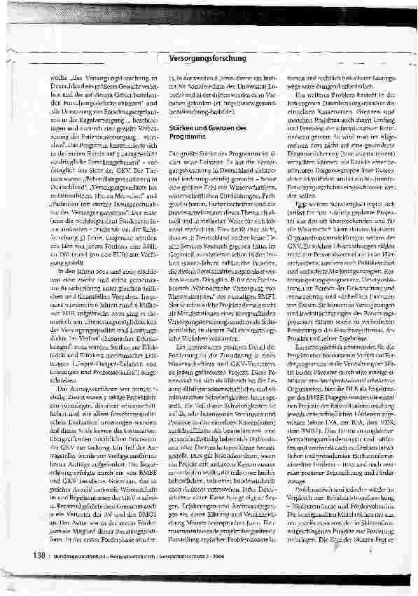 Vorschauseite 2: VersorgungsforschungDas gemeinsame Programm von BMBF und GKV