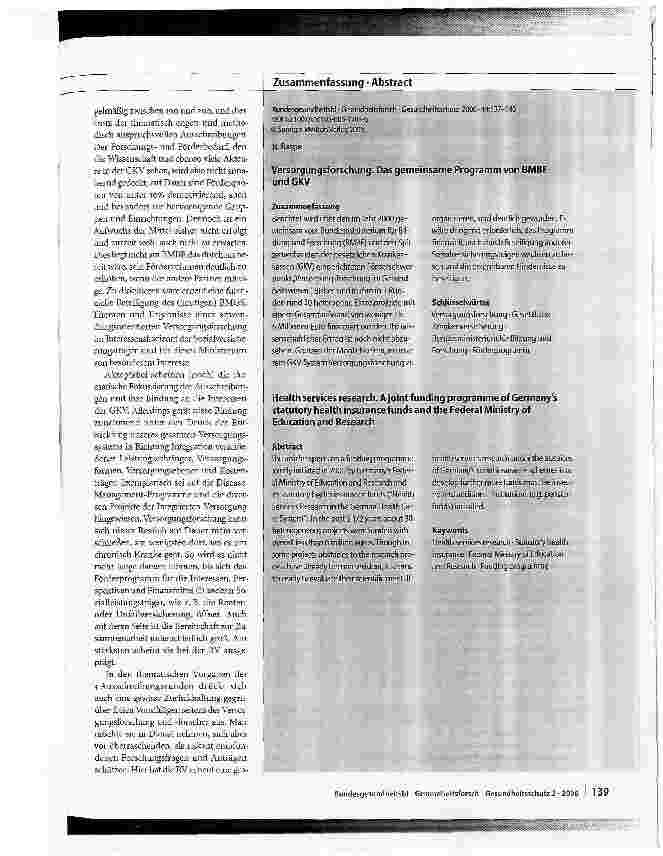Vorschauseite 3: VersorgungsforschungDas gemeinsame Programm von BMBF und GKV